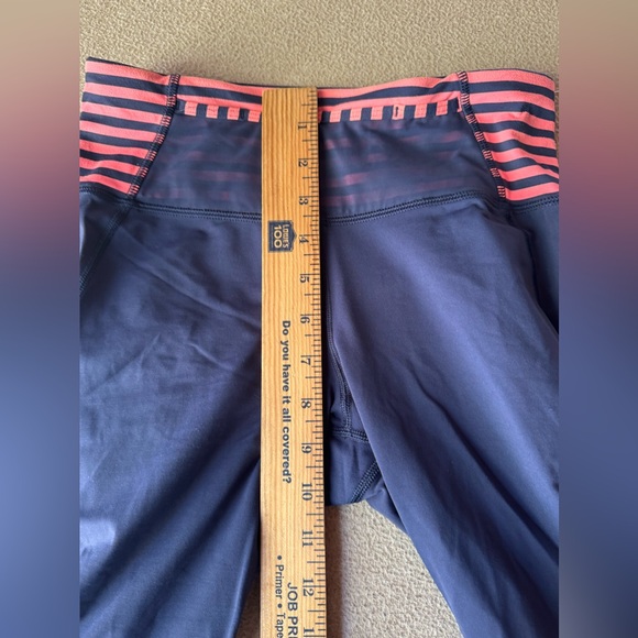Lululemon Leggings Womens 4 Pace Pusher Cropped Blue Striped Zip Yoga Athletic - Picture 8 of 10